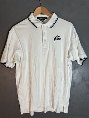 Devon & Jones White Polo with Black Contrast Trim and Elks Embroidery